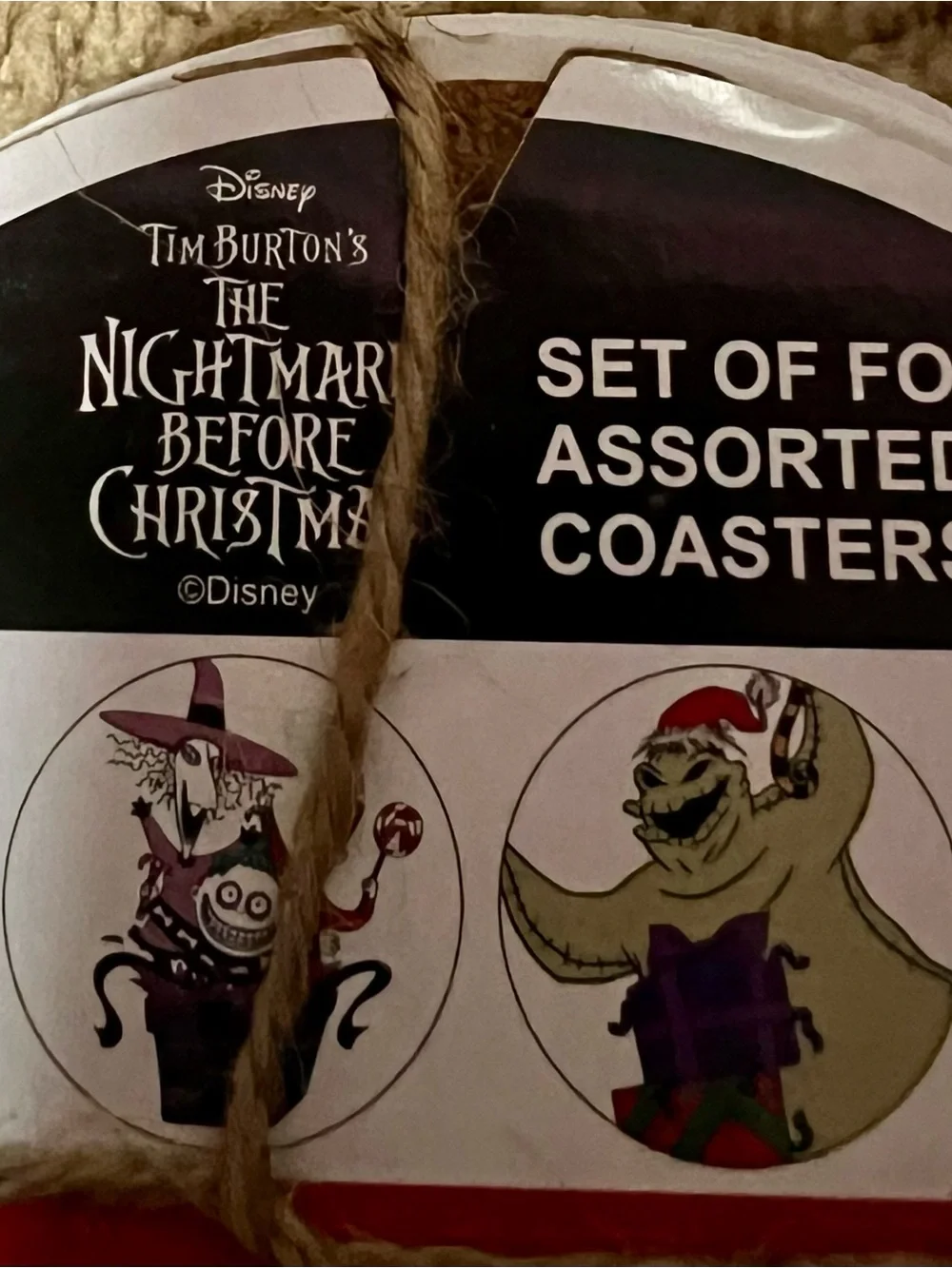 Disney Jack Skellington Festive  4 Coaster - White, Black, Red